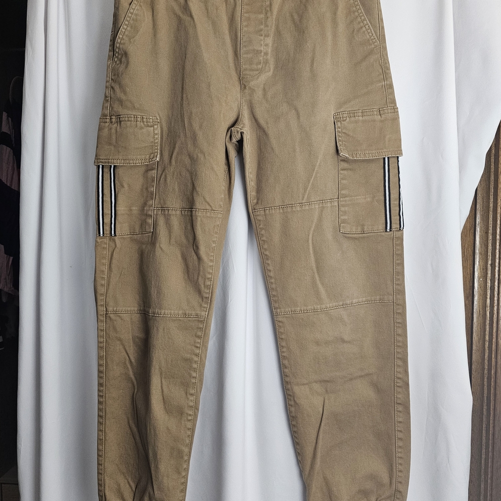 Lee Men's Khaki Cargo Pants with Stripe Detail